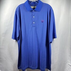 Donald Ross Polo Shirt Mens‎ Large Blue Striped Canterbury Embroidered Golf